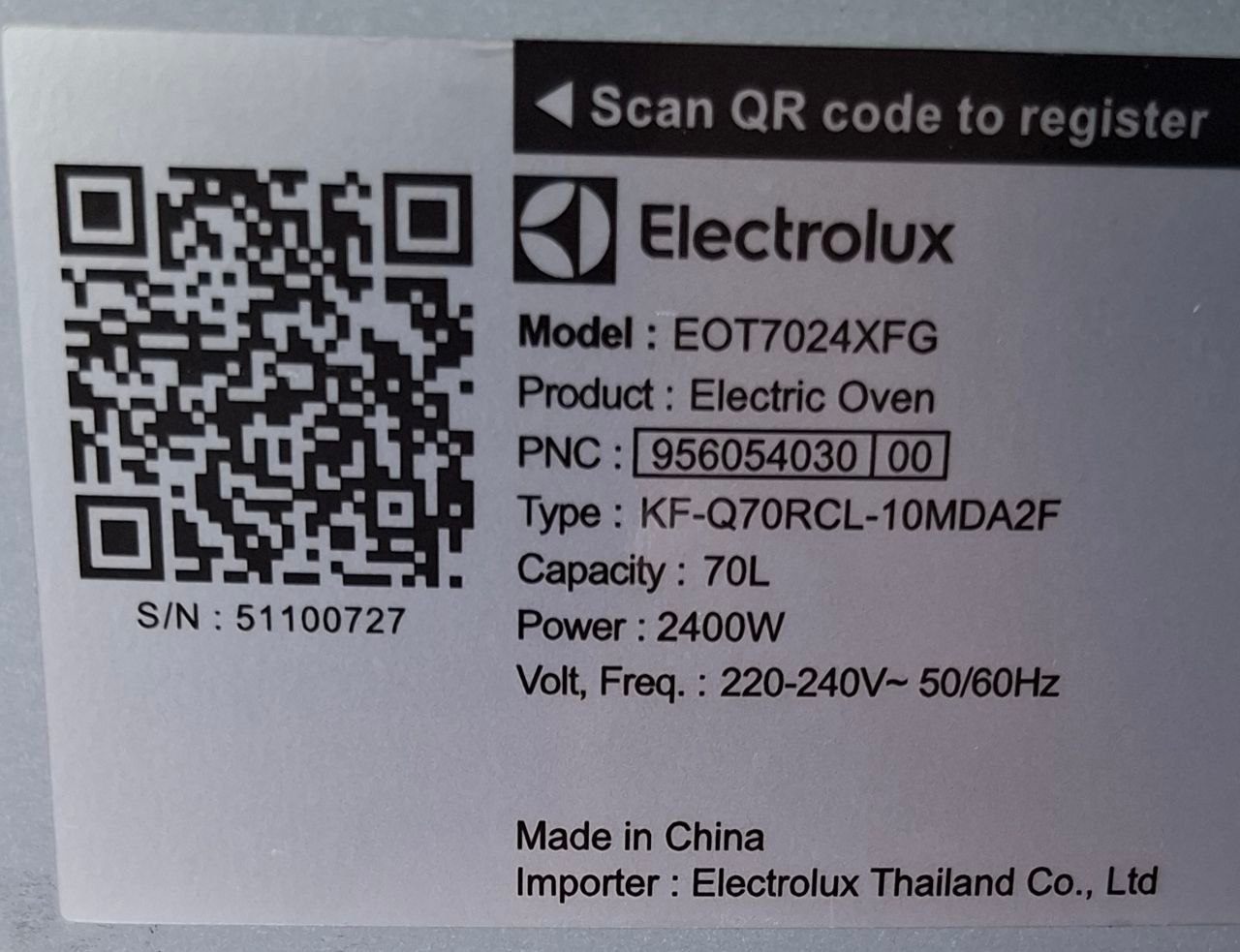 Electric oven Electrolux EOT7024XFG, 70 l (5 of 5)