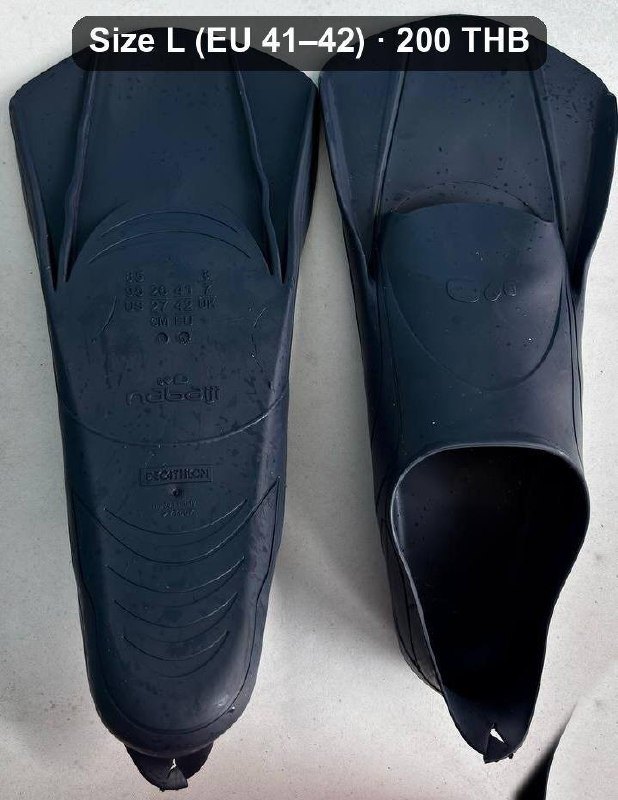 Decathlon Nabaiji L (41-42) and white S (36-38) fins - 200 baht each (2 of 3)