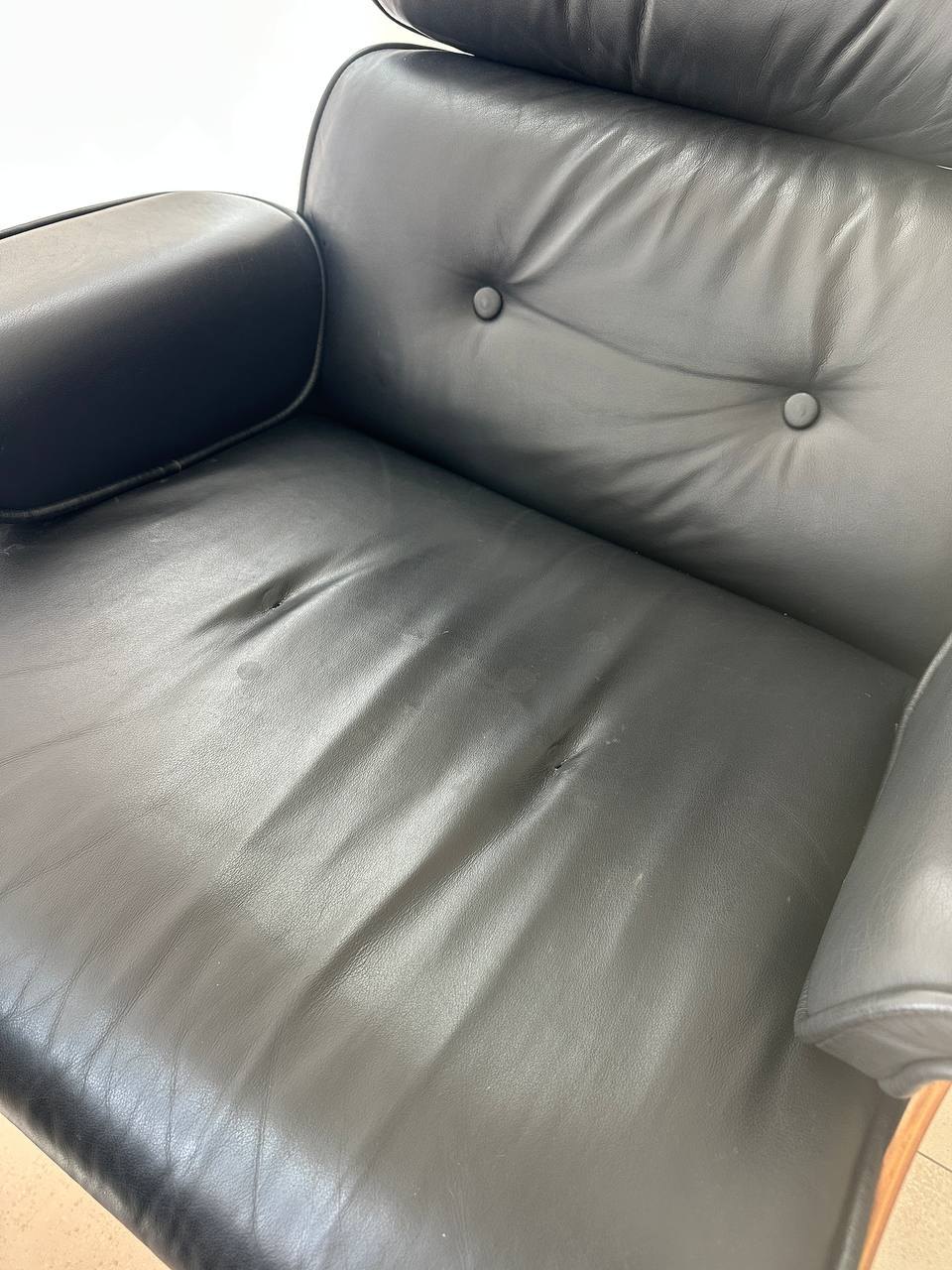Armchair with ottoman, genuine leather, good condition - 5,000 baht (3 of 3)