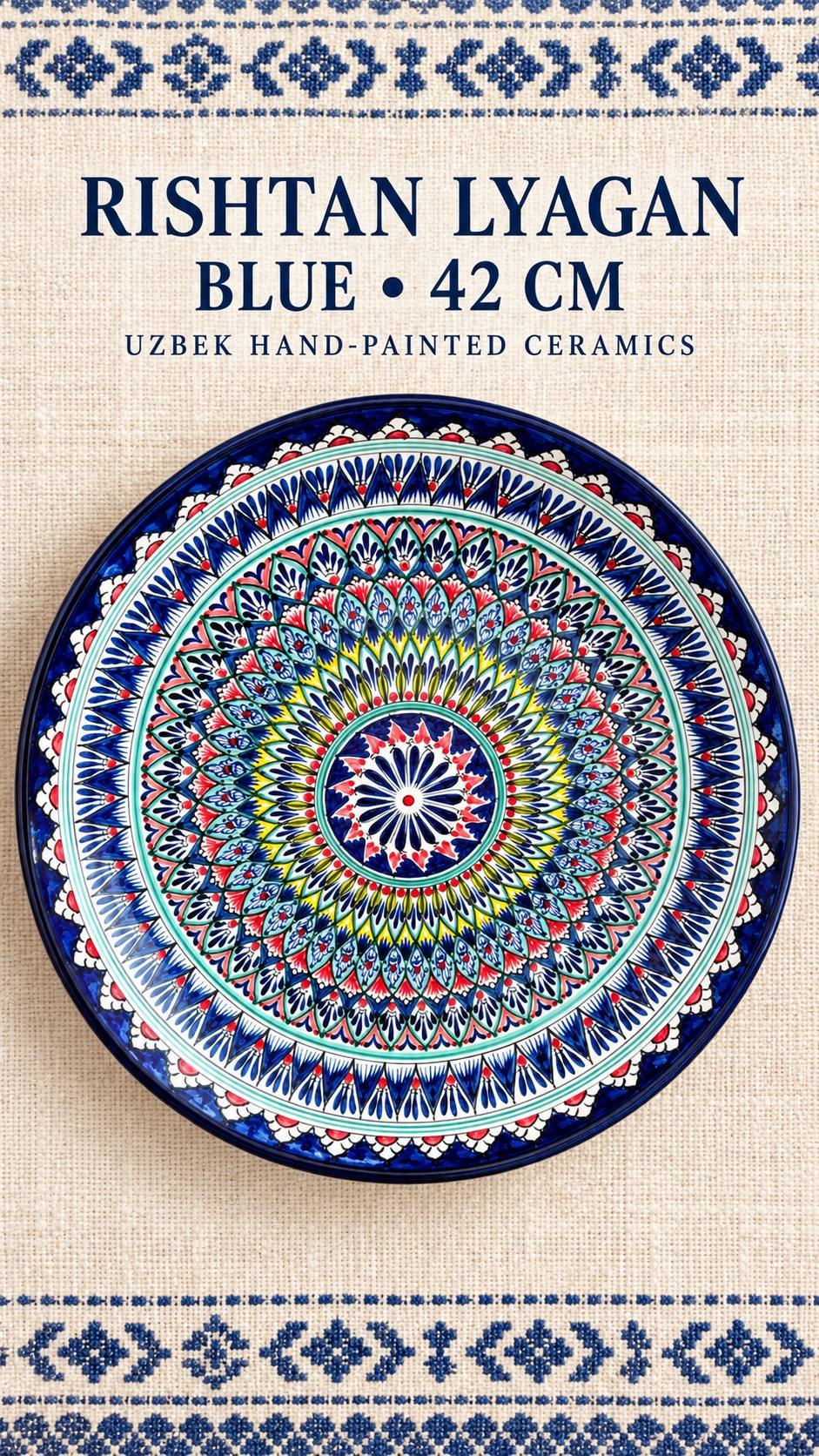 Lyagan blue Rishtan, ceramics, hand painted, 42 cm - 2,000 baht (2 of 3)